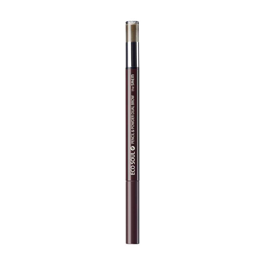 Олівець-пудра для брів The Saem Eco Soul Pencil &amp; Powder Dual Brow 03 Deep Gray, 0.8 г