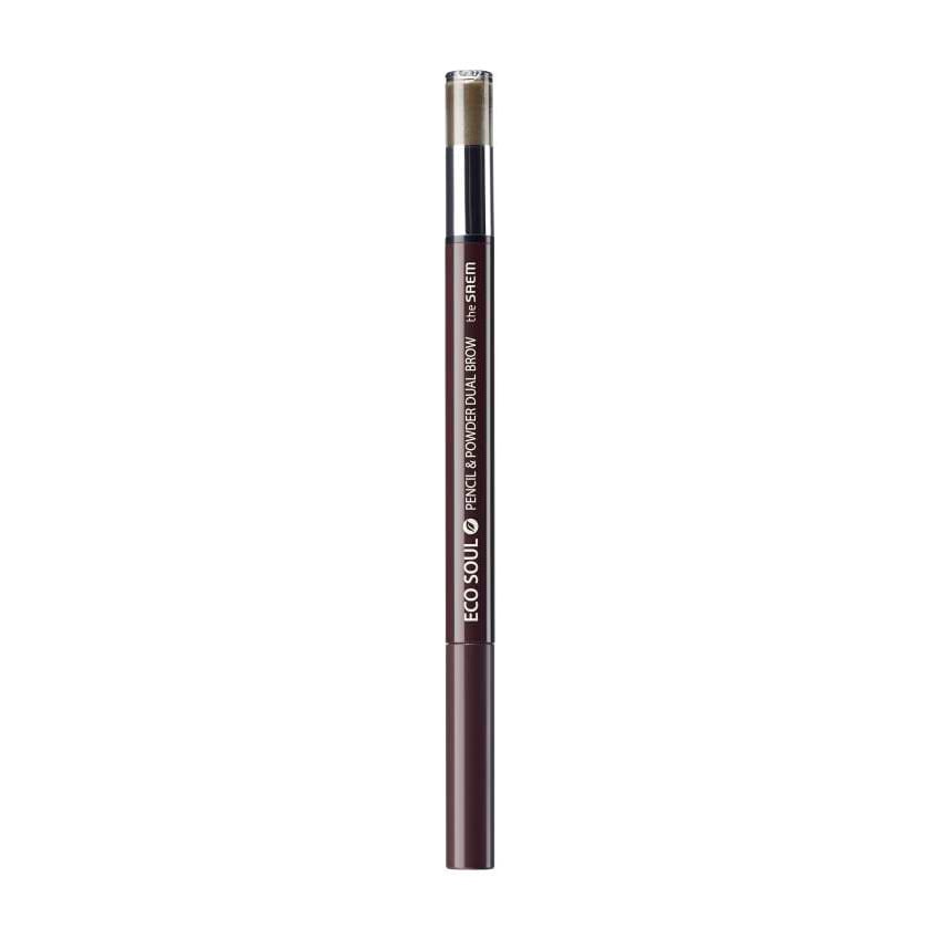 Олівець-пудра для брів The Saem Eco Soul Pencil &amp; Powder Dual Brow 02 Deep Brown, 0.8 г